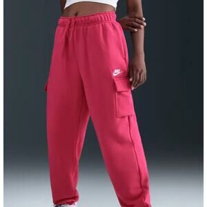 Nike sportswear club fleece mid-rise oversized cargo sweatpants - pink NWT Large